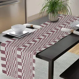 KLOTTHE Burgundy Printed Pure Cotton Table Runner-17