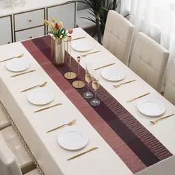 HOKIPO Brown & Grey Textured Rectangular Table Runner image 1