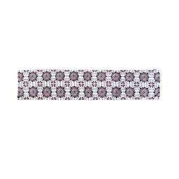 Tasseled Home White & Red Tile Printed Rectangular Table Runner image 3