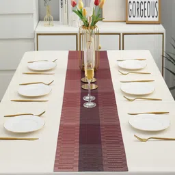 HOKIPO Brown & Grey Textured Rectangular Table Runner image 4