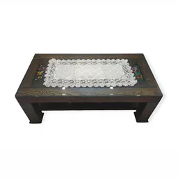 MONKDECOR Brown & Cream Embroidered Table Runner-52