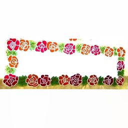 YWULY Green & Red Floral Embellished Abstract Shape Table Runner image 1