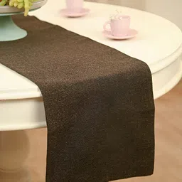 FABURAA Brown Self Design Pure Jute Table Runner-1