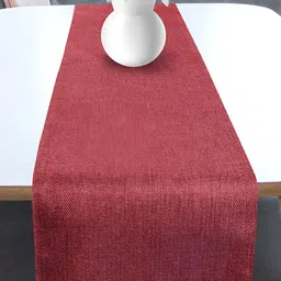 FABURAA Red Self Design Pure Jute Table Runner-25