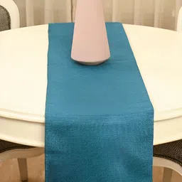 FABURAA Blue Self Design Pure Jute Table Runner-44