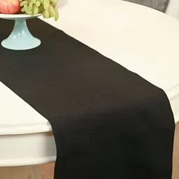 FABURAA Black Self Design Pure Jute Table Runner-45