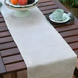 FABURAA Grey Self Design Pure Jute Table Runner-56