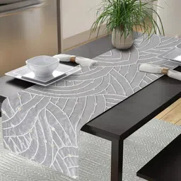 Alina decor Grey Embroidered Rectangle Runner-15