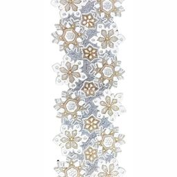 YWULY Silver Toned & White Floral Beads Embellished Abstract Shape Table Runner image 2