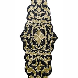 YWULY Gold Toned & Black Embellished Abstract Shaped Table Runner image 3