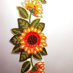 YWULY Orange & Green Embellished Abstract Shaped Table Runner image 3