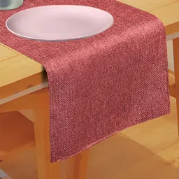 FABURAA Red Self Design Pure Jute Table Runner image 2