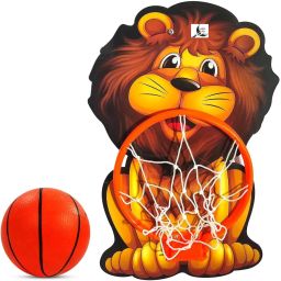 Lion Shaped Kids Hangable Indoor Outdoor Basket Board Kit Basket Ball Set Net Basketball Ring-15