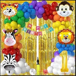 groovy dudz 1st Birthday Party Decorations For Boys -82 Pcs Jungle Theme-picture-27