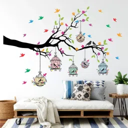 127 cm PVC Vinyl Tree And Flowers Wall Self Adhesive Sticker-image-41