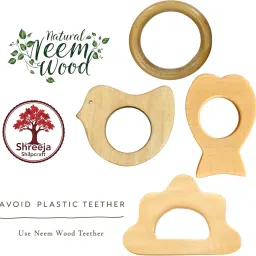 shreeja shilpcraft Neem Wood Teether for 3+ Months | Safe & Soothing for Tiny Gums Feeder image 4