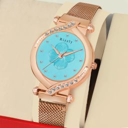 Analog Watch - For Girls 141-Sky Blue Flower Designed For Girls And Women-image-20