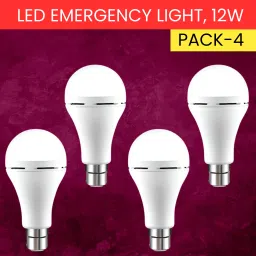12W Rechargeable Inverter LED Bulb with Upto 4H.Power Cut Lighting Pack of_4P101 4 hrs Bulb Emergency Light-image-3