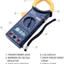 balrama Frequency Mastech M266F Digital Clamp Meter AC Current + AC DC Voltage + Resistance Frequency Resistance Diode Tester Detector with Mastech Original Testing Probe Pen Leads + Carry Case Pouch + Battery Digital Voltage Tester image 2