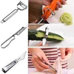 3 in 1 Durable Razor Sharp Cutter Slicer Vegetable Julienne Peeler for Kitchen Straight Peeler Set-image-23
