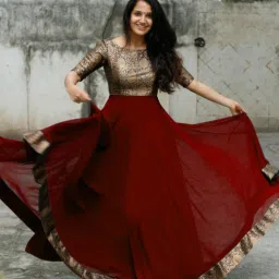 Women Fit and Flare Red Maxi/Full Length Dress-image-36