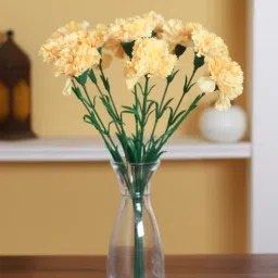 fourwalls Yellow Polyester 10 Carnation Artificial Flowers-picture-48