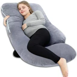 "Enjoy full-body comfort and support for a more peaceful pregnancy journey." Cotton Solid Pregnancy Pillow Pack of 1-image-44