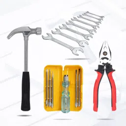 hillgrove HGCM195M1 5in1 Screwdriver and Double Open End Wrench Set with 8"inch Plier and Curved Claw Hammer image 1