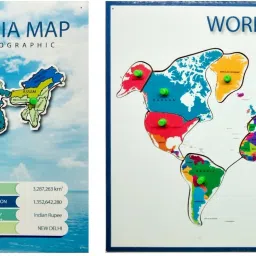Wooden Puzzles Toddlers Combo of Wooden World Map & India Map Puzzles with Knobs, Educational Puzzle,Learning Aid for Boys and Girls,Kids, Students ,Size 38*30/30*30 cm-image-37