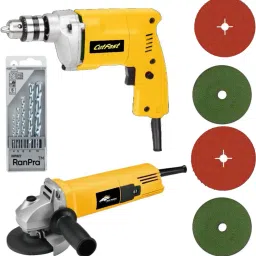 COMBO OF 1Omm Drill Machine with 5pcs Drill bits and 4useable Blades and 4inch Angle Grinder Hammer Drill-14