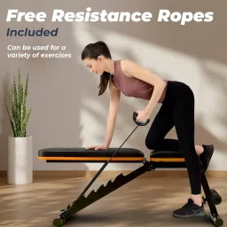 flexnest Flexbench EZ Foldable Gym Bench Incline, Decline with Resistance Ropes Multipurpose Fitness Bench image 5