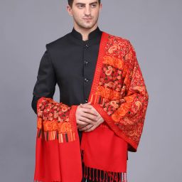 GREEN AGRITECH Cashmere Embroidered Men Shawl-image-8