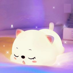 Cute Snoring Cat Light | Touch Sensor | BPA Free | Multicolor for Kids & Bedroom Night Lamp-image-56