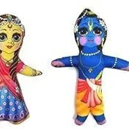 Combo of Radha Krishna + Krishna Balaram Stuffed Baby Toys - 7.5 inch-image-4