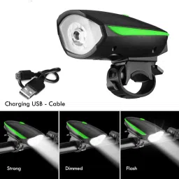 dstechbar Bicycle Front Head Light With Cycle Horn With Speedometer LED Front Light image 4