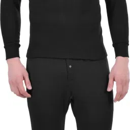 LUX COTT'S WOOL Black Full Sleeves Round Neck Men Top - Pyjama Set Thermal-image-40