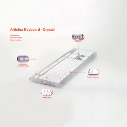 Arctic Fox FAFKEYTRAWW00101E Wired USB Standard Desktop Keyboard Compatible with Desktop, Laptop, Mac stand support,multimedia_keys,Crystal Wired Keyboard image 5