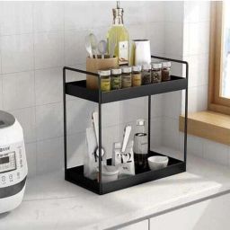 Containers Kitchen Rack 2-Tier Kitchen Rack Organizer – Countertop Shelf for Spices, Jars & Utensils Iron-image-77