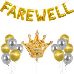 Solid Farewell Prince Theme Crown Foil Balloon and Latex Chrome Balloons Balloon-image-63