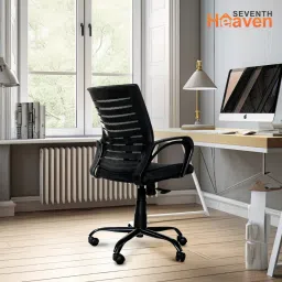 Blaze Ergonomic Mid Back Chair with Lumbar Support, Armrest, 3-Year Warranty Fabric Office Arm Chair-11
