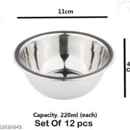 Stainless Steel Vegetable Bowl STAINLESS STEEL BOWL AND HEAVY BOWL ( PACK OF 12 PC ) Disposable-image-35