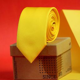 Tossido Men Yellow Solid Skinny Tie-image-27