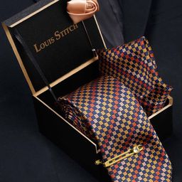 LOUIS STITCH Men Munsell Yellow Italian Silk Necktie Accessory Gift Set-image-88