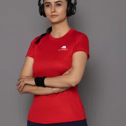 Women Solid Round Neck Polyester Red T-Shirt-image-81