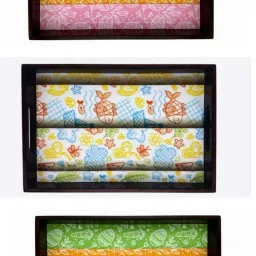 Wooden tray set of 3 with UV print|Serving Tray|Multipurpose Tray|EB-T500 Tray-25