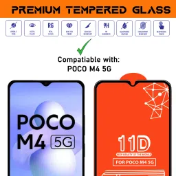 Roxel Edge To Edge Tempered Glass for Poco M4 5G image 2