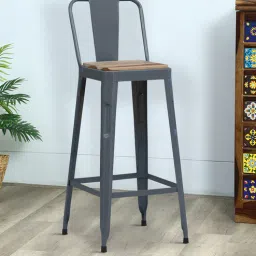 bohemiana from pepperfry Raglan Metal Bar Stool In Grey Colour-picture-46