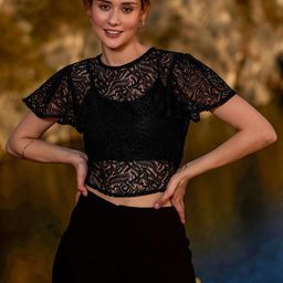 Athena Lace Back Knot Crop Top-image-81