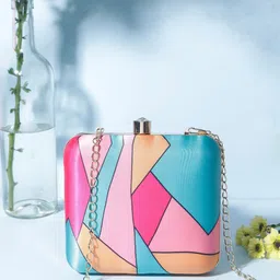 Anouk Geometric Printed Box Clutch With Shoulder Strap image 1