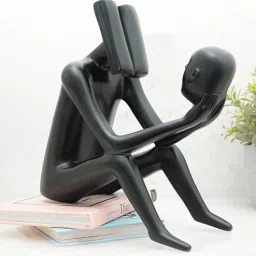 viivaz Man Reading A Book Black Resin Figurine-picture-17
